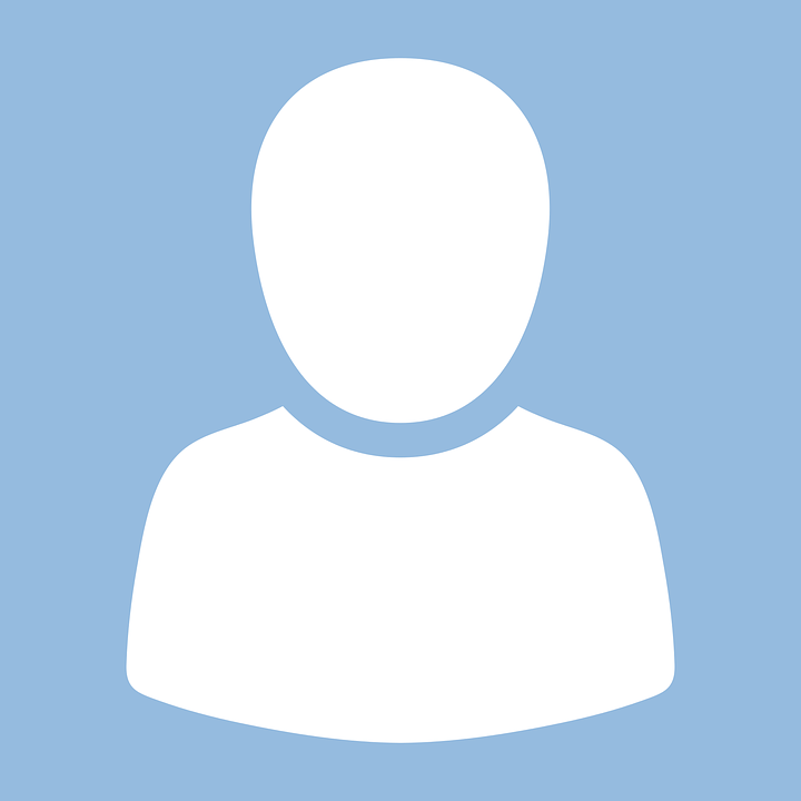 Default user profile silhouette on blue background.